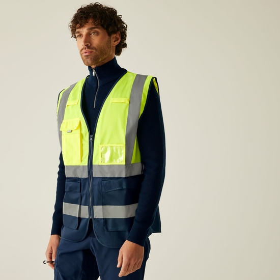 Men's Pro HI-VIS Executive Vest - Yellow Navy | Regatta