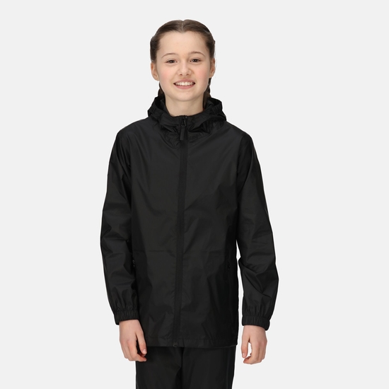 Kids' Packaway Waterproof Jacket - Black | Regatta UK