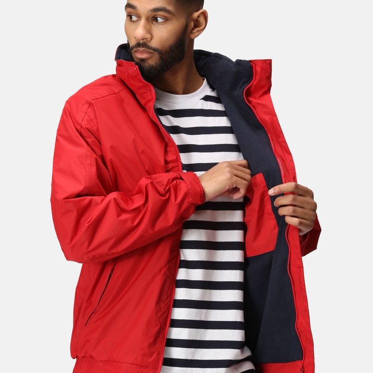 Men s Dover Fleece Lined Waterproof Insulated Bomber Jacket Classic Red Navy