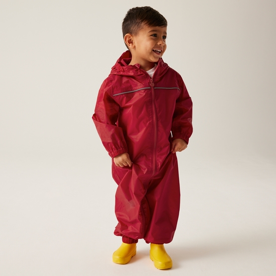 Kids Paddle Waterproof Breathable Lightweight Puddle Suit Classic Red Regatta IE