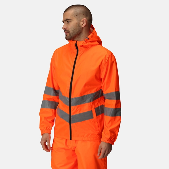 reflektierende, verstaubare wasserdichte, Herren - Hi-Vis Arbeitsjacke Orange für | Regatta DE Pro