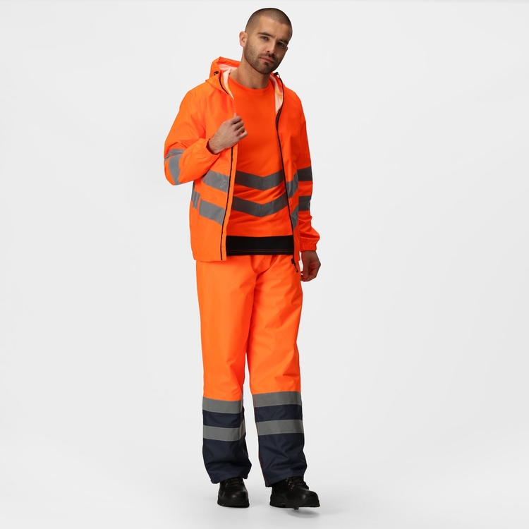 Hi-Vis Pro wasserdichte, reflektierende, verstaubare Arbeitsjacke für  Herren - Orange | Regatta DE