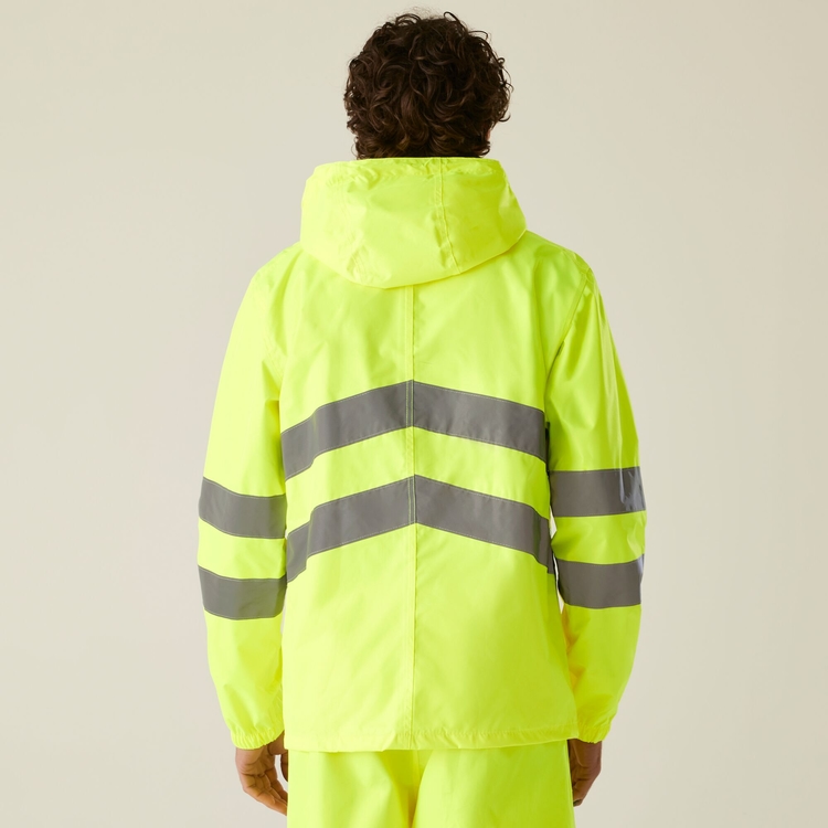 Men's Hi-Vis Pro Waterproof Reflective Packaway Work Jacket Yellow